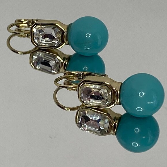 Anne Klein Vintage Faux Turquoise Pearl & Citrine Glass Stone Necklace Set - Picture 11 of 15